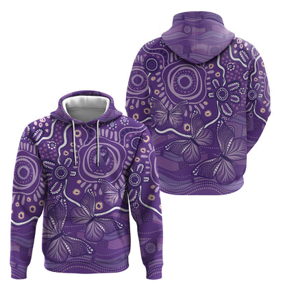 Australia Lupus Day Indigenous Hoodie Purple Ribbon Aboriginal Butterflies