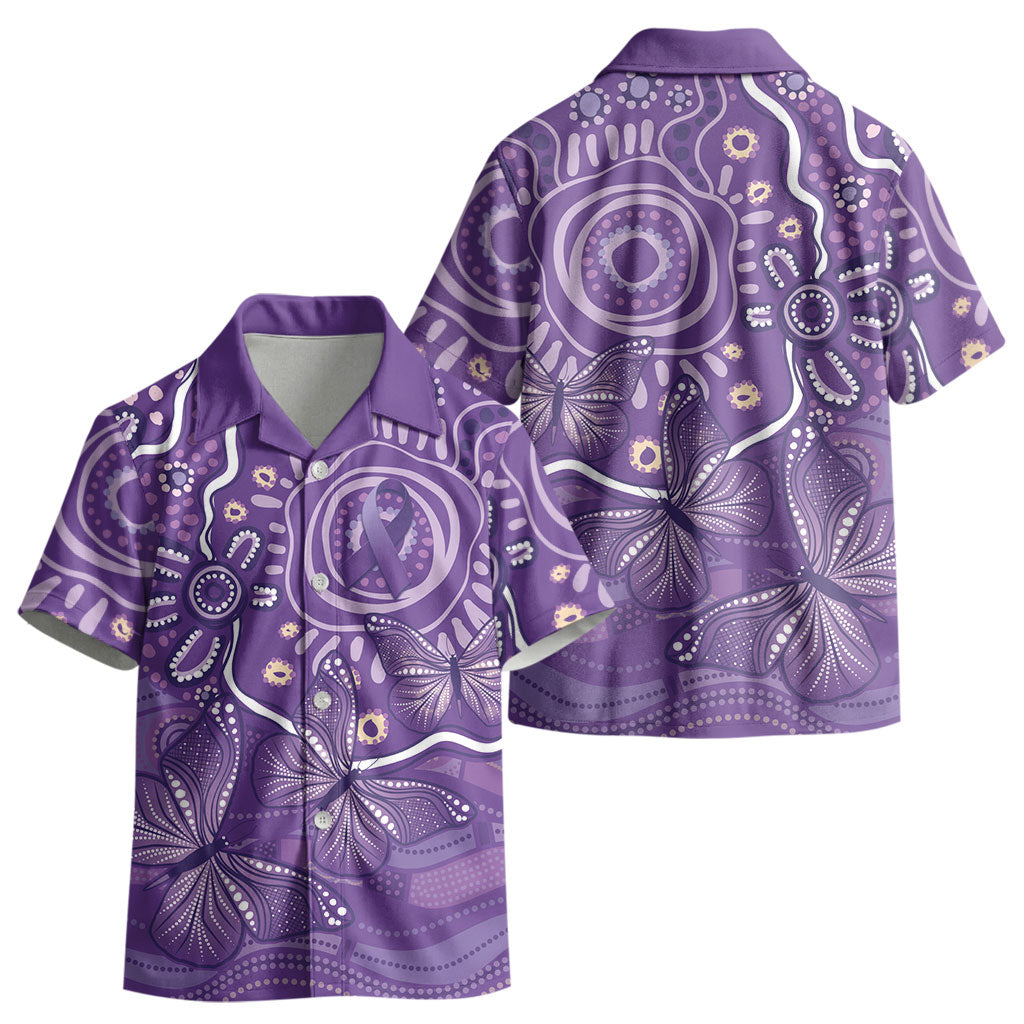 Australia Lupus Day Indigenous Kid Hawaiian Shirt Purple Ribbon Aboriginal Butterflies