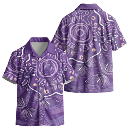 Australia Lupus Day Indigenous Kid Hawaiian Shirt Purple Ribbon Aboriginal Butterflies