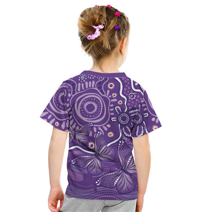 Australia Lupus Day Indigenous Kid T Shirt Purple Ribbon Aboriginal Butterflies
