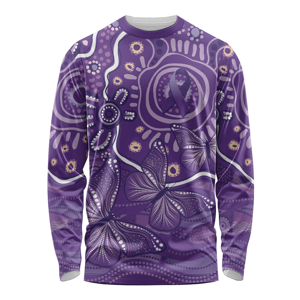 Australia Lupus Day Indigenous Long Sleeve Shirt Purple Ribbon Aboriginal Butterflies