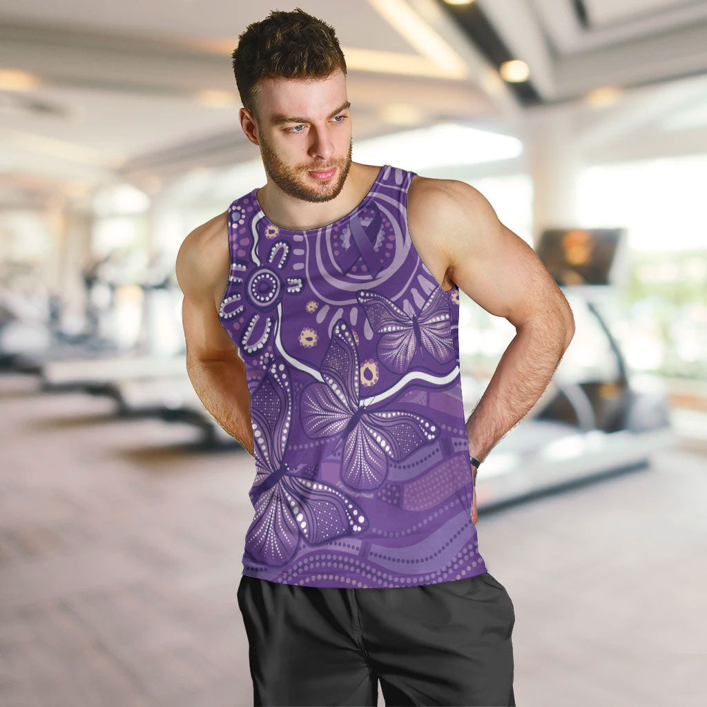 Australia Lupus Day Indigenous Men Tank Top Purple Ribbon Aboriginal Butterflies
