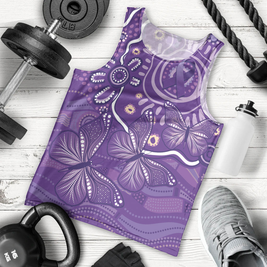 Australia Lupus Day Indigenous Men Tank Top Purple Ribbon Aboriginal Butterflies