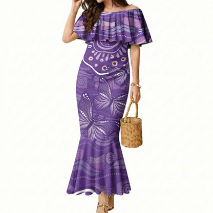 Australia Lupus Day Indigenous Mermaid Dress Purple Ribbon Aboriginal Butterflies