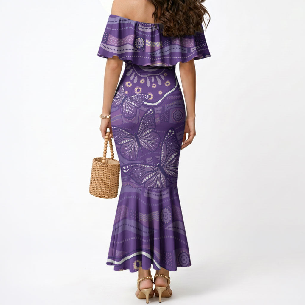 Australia Lupus Day Indigenous Mermaid Dress Purple Ribbon Aboriginal Butterflies