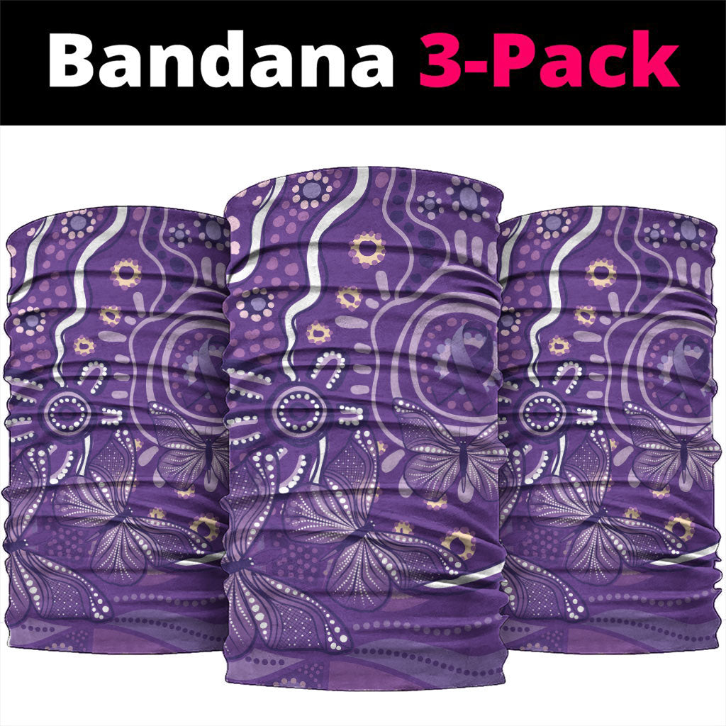 Australia Lupus Day Indigenous Neck Gaiter Purple Ribbon Aboriginal Butterflies