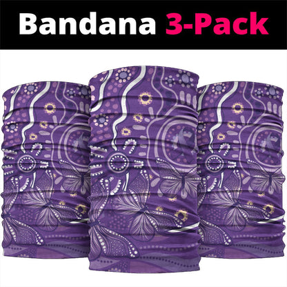 Australia Lupus Day Indigenous Neck Gaiter Purple Ribbon Aboriginal Butterflies