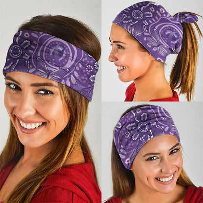 Australia Lupus Day Indigenous Neck Gaiter Purple Ribbon Aboriginal Butterflies
