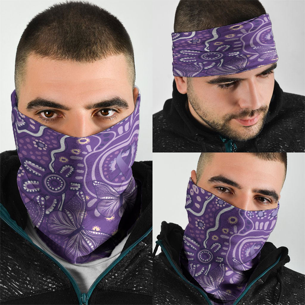 Australia Lupus Day Indigenous Neck Gaiter Purple Ribbon Aboriginal Butterflies
