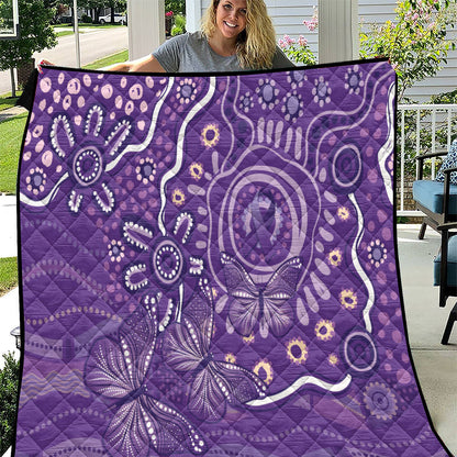 Australia Lupus Day Indigenous Quilt Purple Ribbon Aboriginal Butterflies