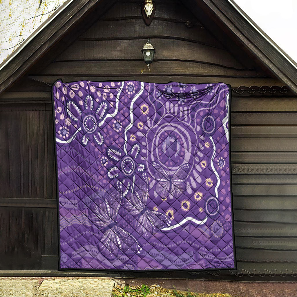 Australia Lupus Day Indigenous Quilt Purple Ribbon Aboriginal Butterflies