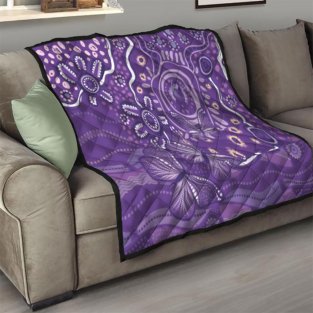 Australia Lupus Day Indigenous Quilt Purple Ribbon Aboriginal Butterflies