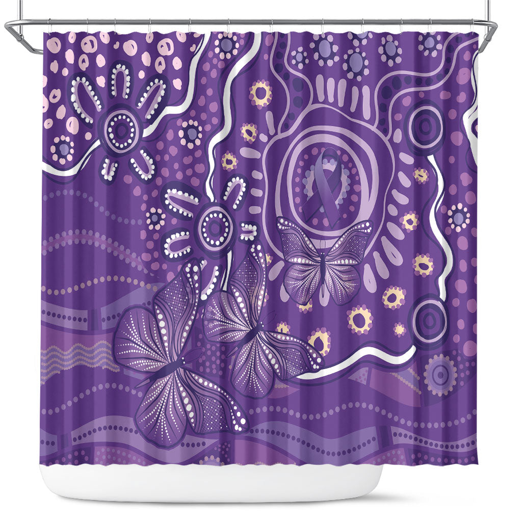 Australia Lupus Day Indigenous Shower Curtain Purple Ribbon Aboriginal Butterflies