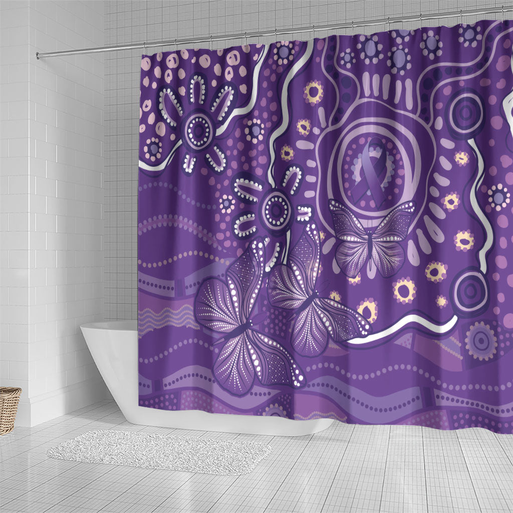 Australia Lupus Day Indigenous Shower Curtain Purple Ribbon Aboriginal Butterflies