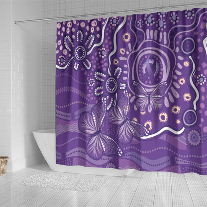 Australia Lupus Day Indigenous Shower Curtain Purple Ribbon Aboriginal Butterflies