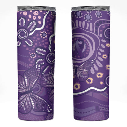 Australia Lupus Day Indigenous Skinny Tumbler Purple Ribbon Aboriginal Butterflies