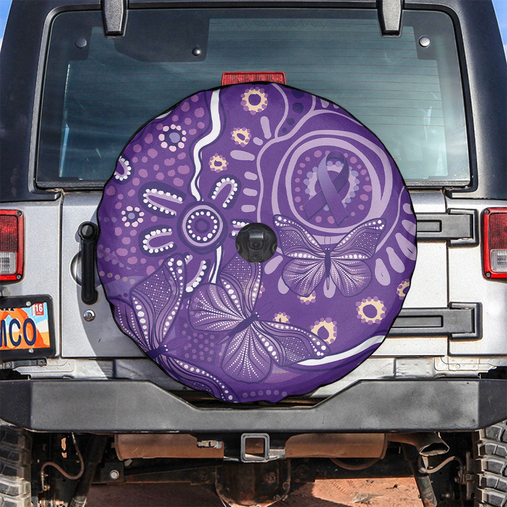 Australia Lupus Day Indigenous Spare Tire Cover Purple Ribbon Aboriginal Butterflies