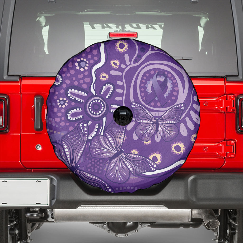 Australia Lupus Day Indigenous Spare Tire Cover Purple Ribbon Aboriginal Butterflies