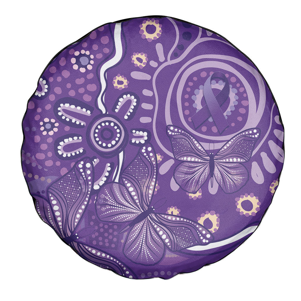 Australia Lupus Day Indigenous Spare Tire Cover Purple Ribbon Aboriginal Butterflies