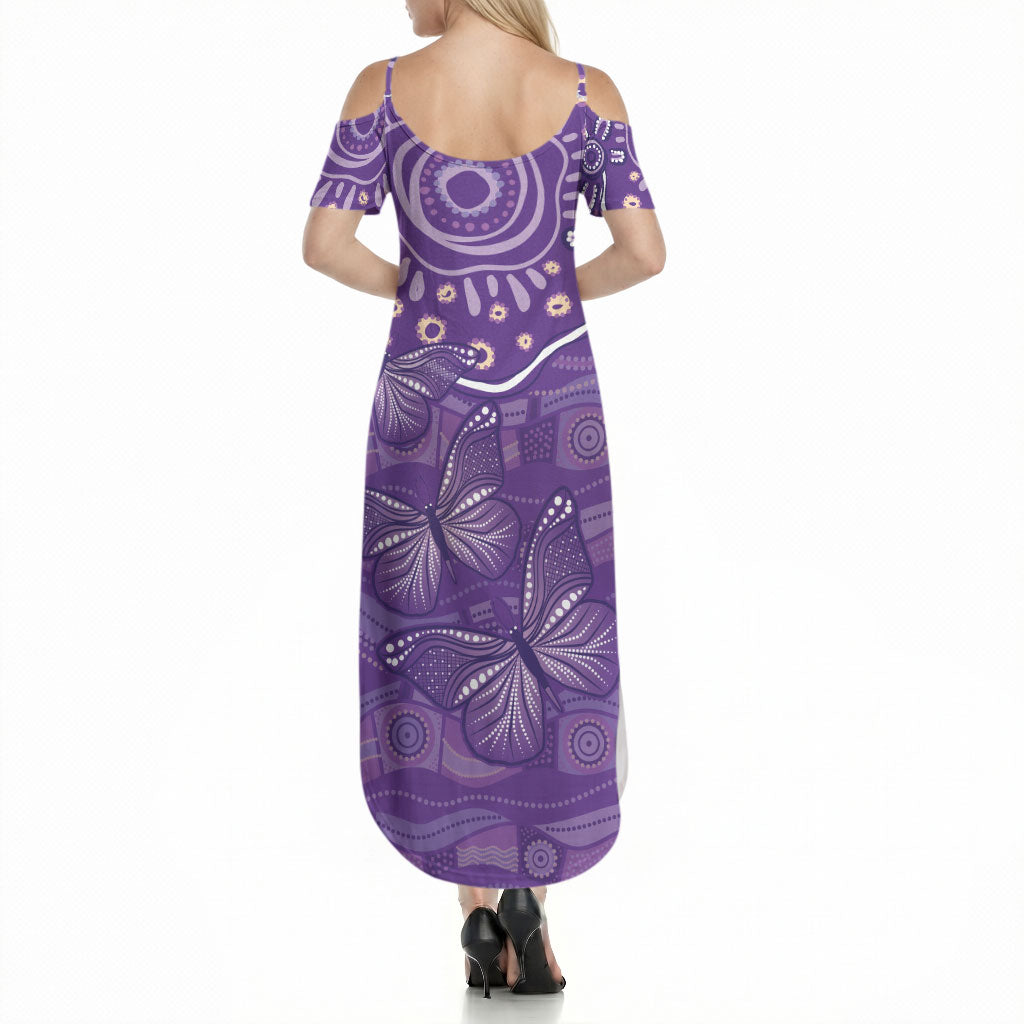 Australia Lupus Day Indigenous Summer Maxi Dress Purple Ribbon Aboriginal Butterflies