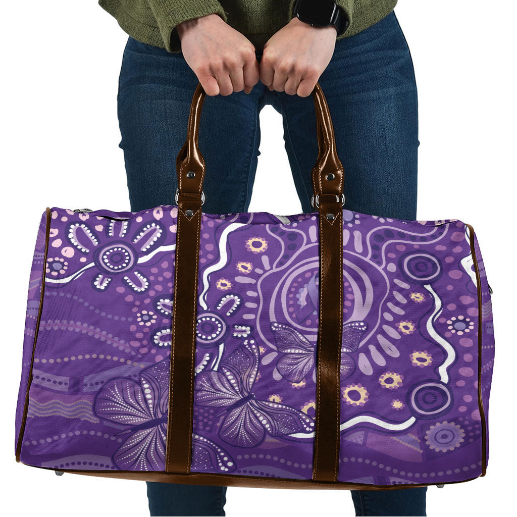 Australia Lupus Day Indigenous Travel Bag Purple Ribbon Aboriginal Butterflies