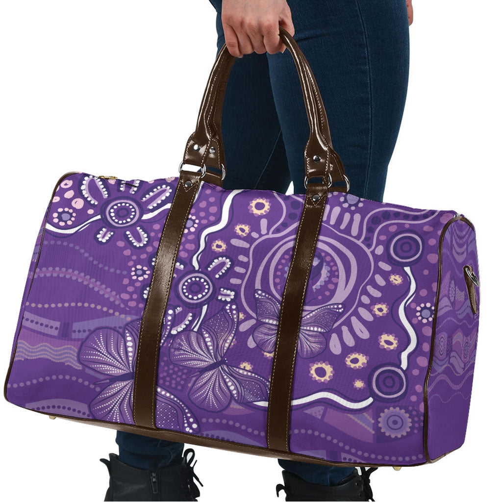 Australia Lupus Day Indigenous Travel Bag Purple Ribbon Aboriginal Butterflies