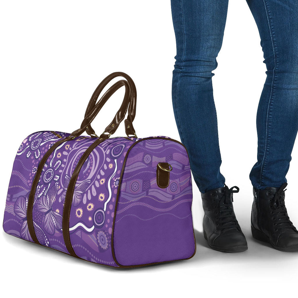 Australia Lupus Day Indigenous Travel Bag Purple Ribbon Aboriginal Butterflies