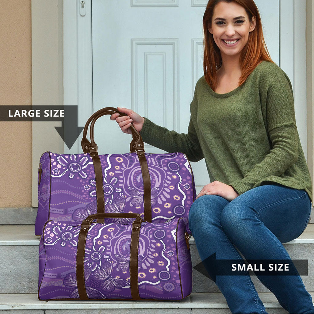 Australia Lupus Day Indigenous Travel Bag Purple Ribbon Aboriginal Butterflies