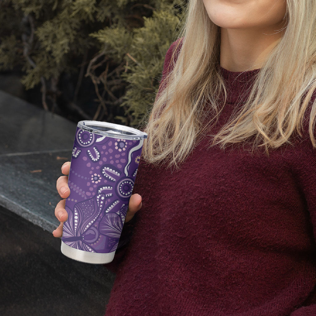 Australia Lupus Day Indigenous Tumbler Cup Purple Ribbon Aboriginal Butterflies
