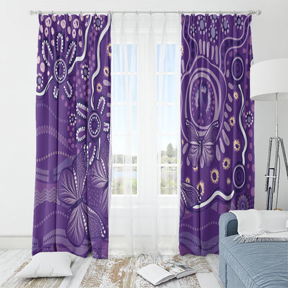 Australia Lupus Day Indigenous Window Curtain Purple Ribbon Aboriginal Butterflies