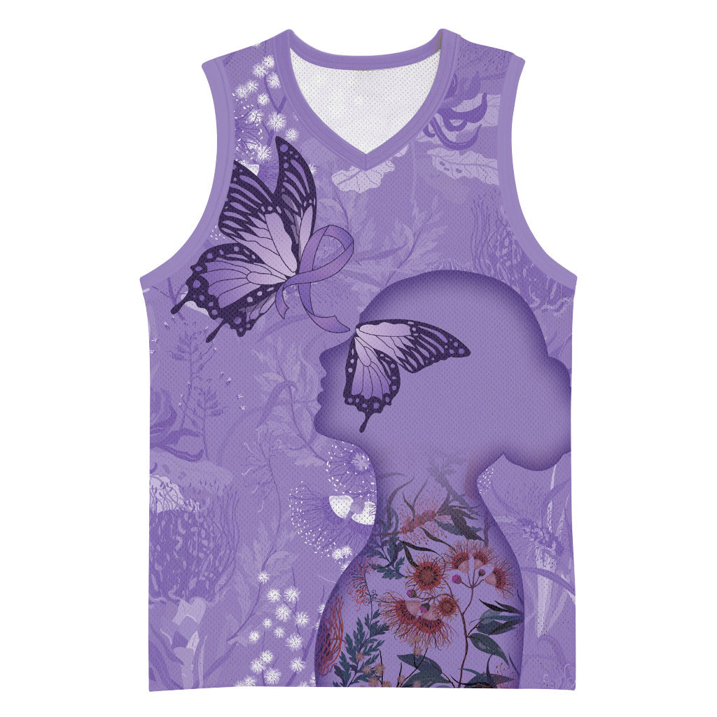 Lupus Cannot Stop Me Australia Floral Basketball Jersey Purple Ribbon