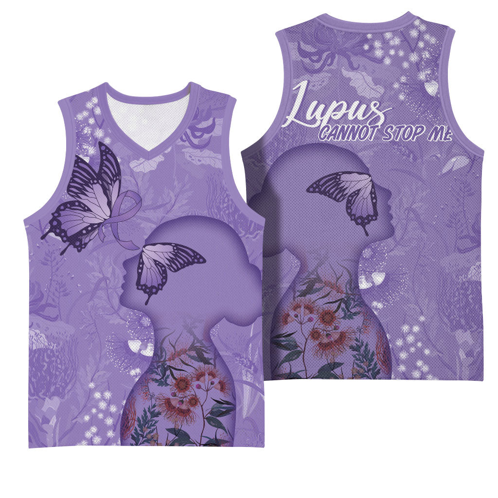 Lupus Cannot Stop Me Australia Floral Basketball Jersey Purple Ribbon