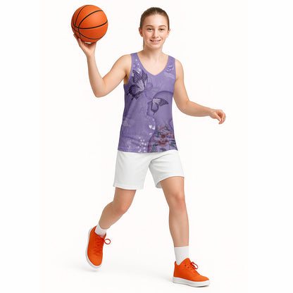 Lupus Cannot Stop Me Australia Floral Basketball Jersey Purple Ribbon