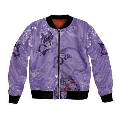 Lupus Cannot Stop Me Australia Floral Bomber Jacket Purple Ribbon