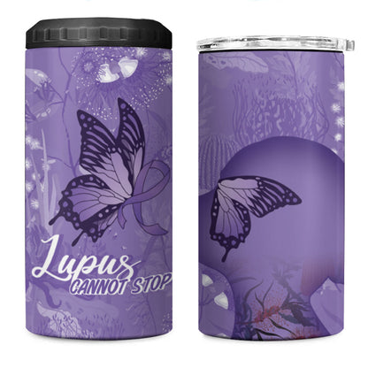 Lupus Cannot Stop Me Australia Floral 4 in 1 Can Cooler Tumbler Purple Ribbon