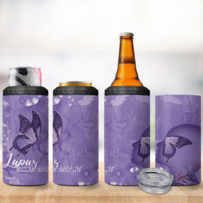 Lupus Cannot Stop Me Australia Floral 4 in 1 Can Cooler Tumbler Purple Ribbon