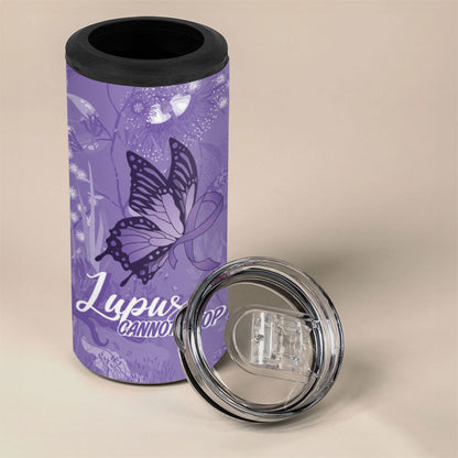 Lupus Cannot Stop Me Australia Floral 4 in 1 Can Cooler Tumbler Purple Ribbon
