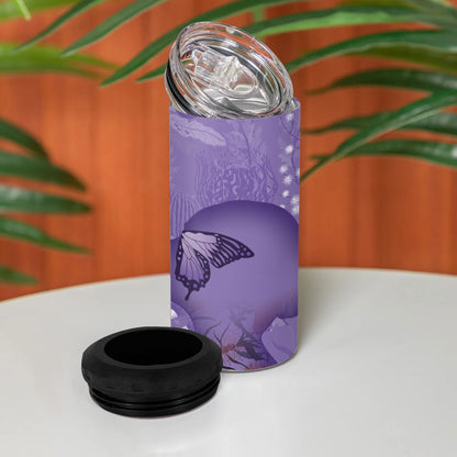 Lupus Cannot Stop Me Australia Floral 4 in 1 Can Cooler Tumbler Purple Ribbon