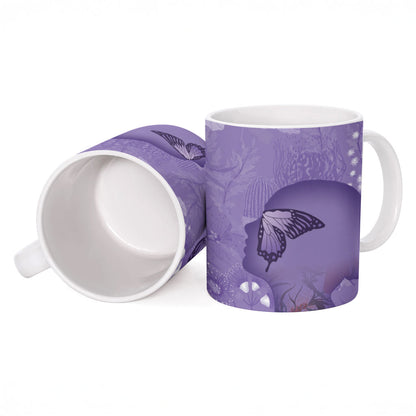 Lupus Cannot Stop Me Australia Floral Ceramic Mug Purple Ribbon