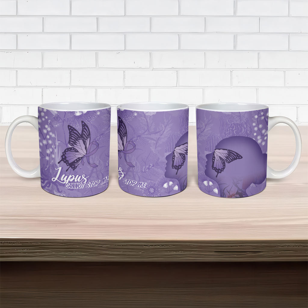 Lupus Cannot Stop Me Australia Floral Ceramic Mug Purple Ribbon