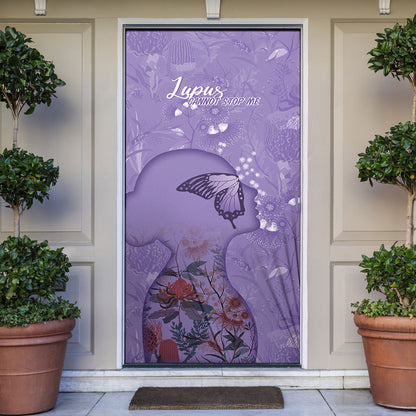 Lupus Cannot Stop Me Australia Floral Door Cover Purple Ribbon