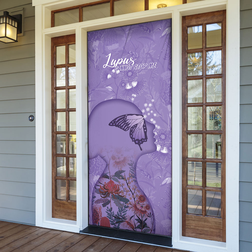 Lupus Cannot Stop Me Australia Floral Door Cover Purple Ribbon