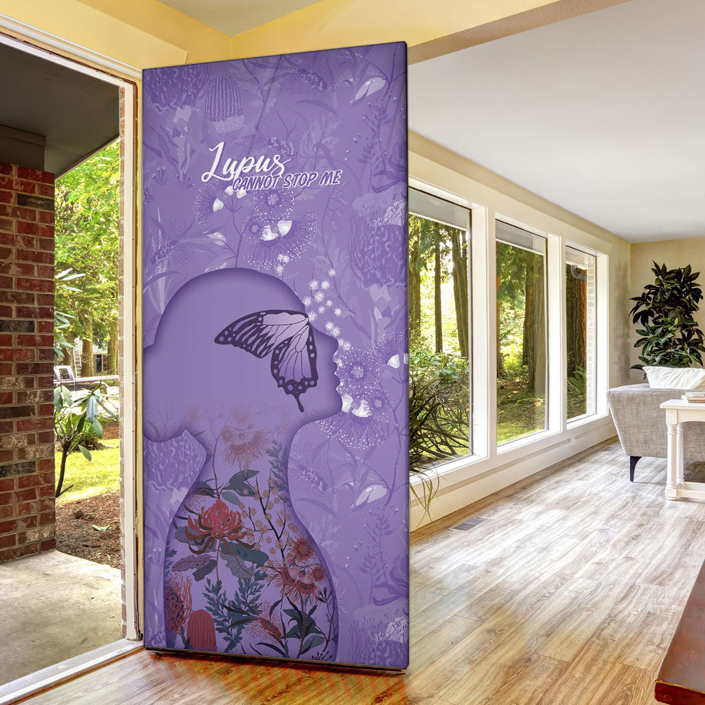 Lupus Cannot Stop Me Australia Floral Door Cover Purple Ribbon