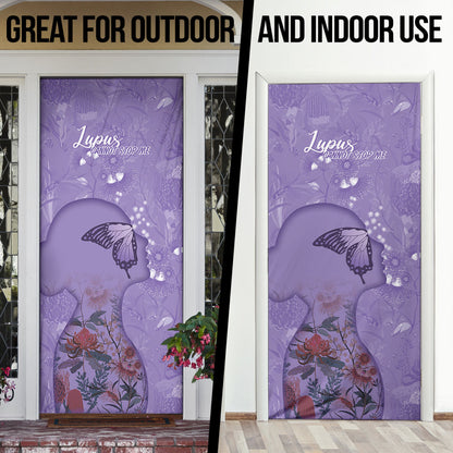 Lupus Cannot Stop Me Australia Floral Door Cover Purple Ribbon