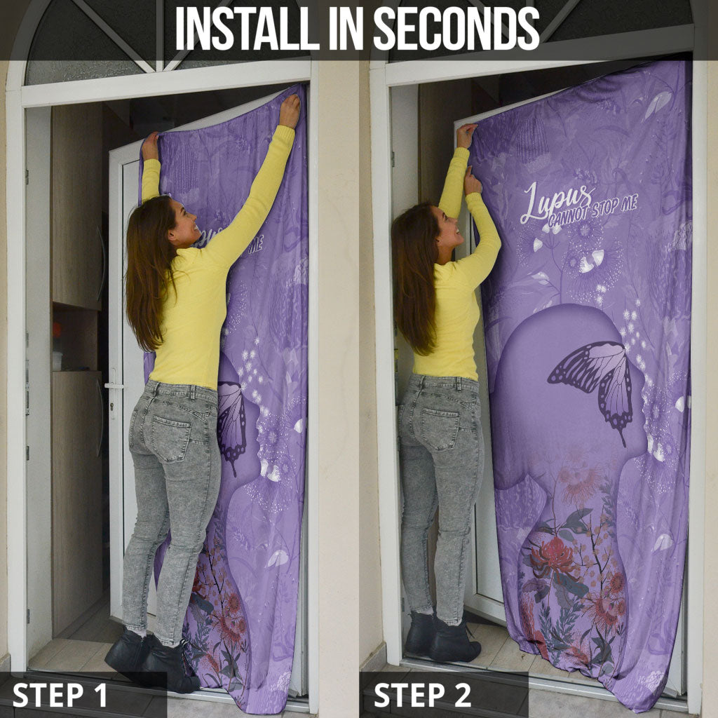 Lupus Cannot Stop Me Australia Floral Door Cover Purple Ribbon