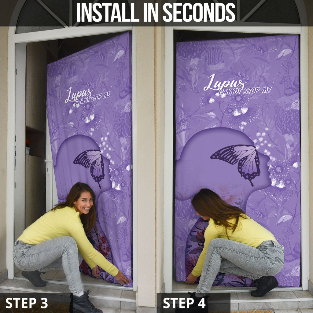 Lupus Cannot Stop Me Australia Floral Door Cover Purple Ribbon