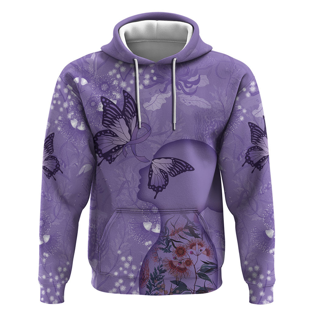Lupus Cannot Stop Me Australia Floral Hoodie Purple Ribbon