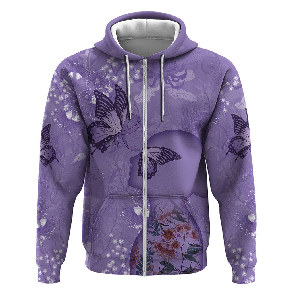 Lupus Cannot Stop Me Australia Floral Hoodie Purple Ribbon