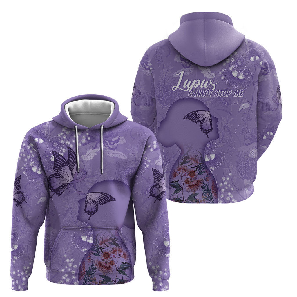 Lupus Cannot Stop Me Australia Floral Hoodie Purple Ribbon