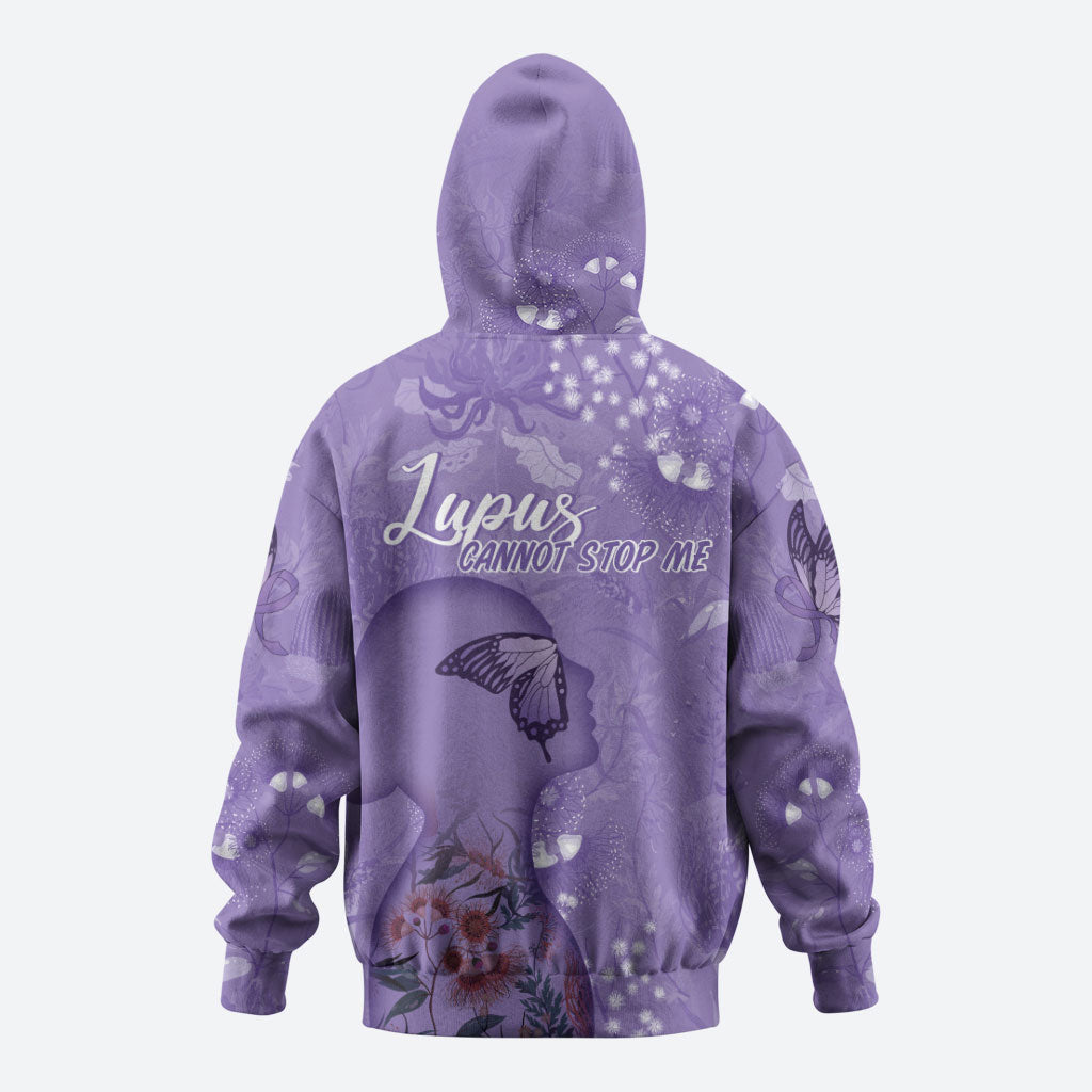 Lupus Cannot Stop Me Australia Floral Hoodie Purple Ribbon